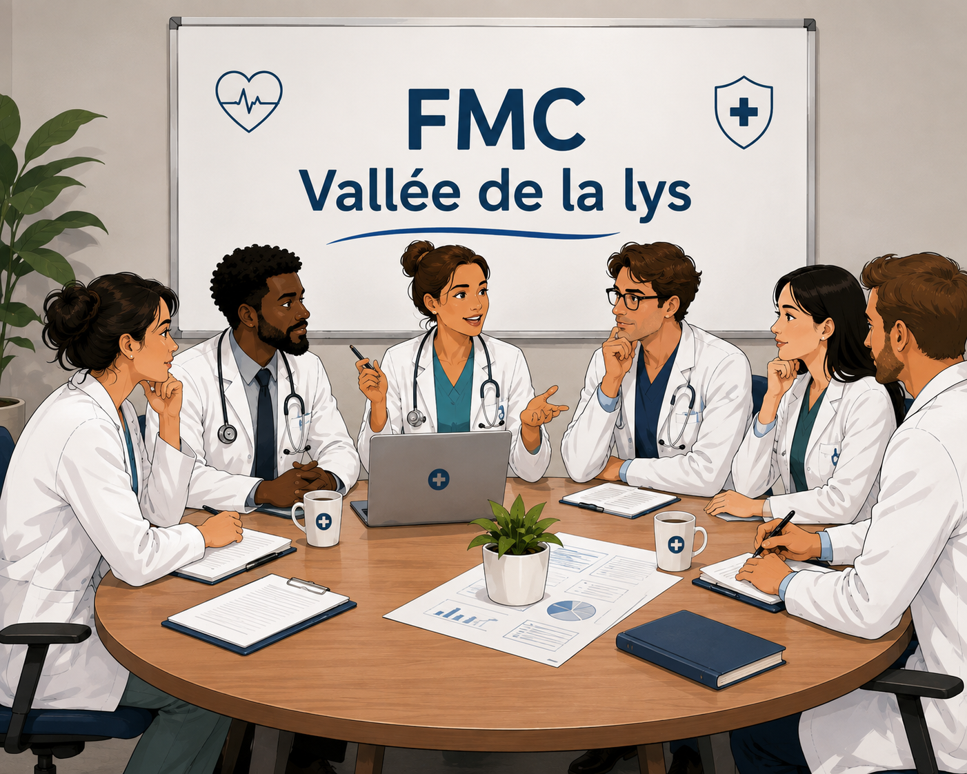 medecins travaillant ensemble autour d'un pc